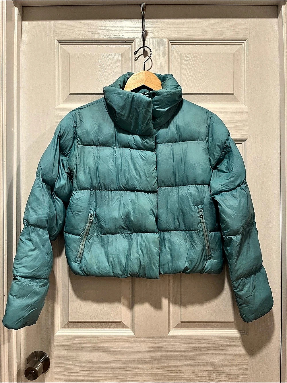 alo Women's Short Puffer Jacket in Blue Size XS
